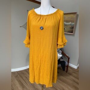 Naïf Boho Gauze Elbow sleeve midi shift dress